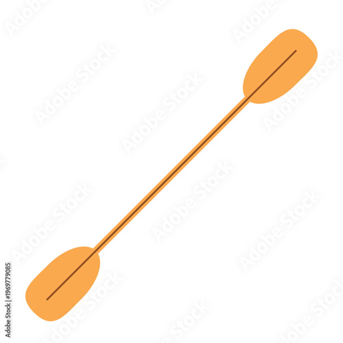 Canoe paddle vector isolated. Kayak or canoe paddle black silhouette. River rafting. Symbol isolated on white background.