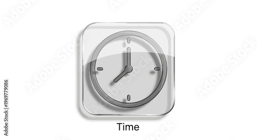 Clock icon time management concept on white background