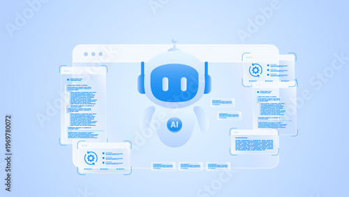 AI workflow automation artificial intelligence. ai agent workflow diagram dashboard machine learning with flow process, coding, and processing flow.
