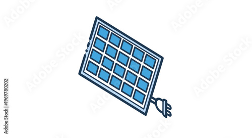 Illustrated solar panel with plug, suggesting renewable energy and green power generation