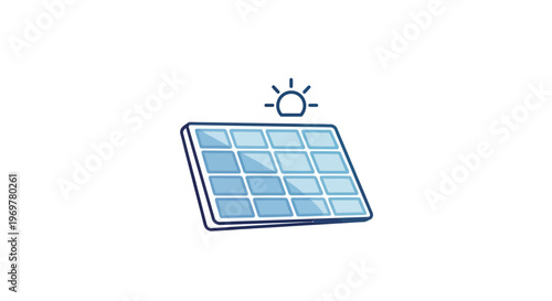 Illustration depicting a solar panel harnessing energy from the sun in minimalist style