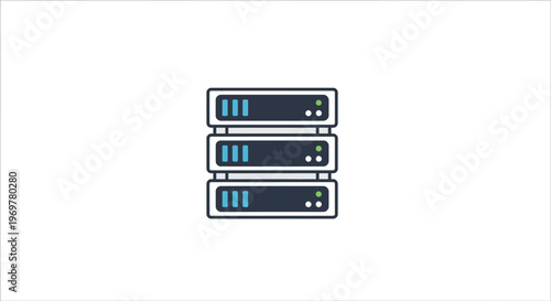Illustration depicting a stylized server rack stacked for data storage and processing purposes