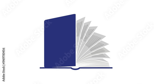 Illustration of a book with open pages, symbolizing learning and knowledge dissemination