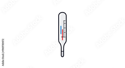 Illustration of a clinical thermometer indicating body temperature on a white background