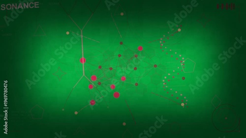 Seed pink node starting net growing lines forming hex mesh showing resonance on transparent bg