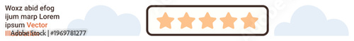 Customer reviews, quality assurance, satisfaction rating, feedback collection, service evaluation, user trust. Five orange stars framed horizontally with clouds in the background. Customer reviews