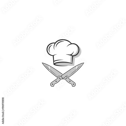 Chef's Hat and Knives in Minimalist Design