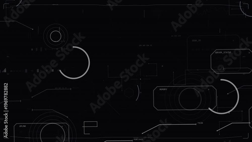 HUD reacting to data pulse, top-left arc rotating, MEMORY updating for status on transparent canvas