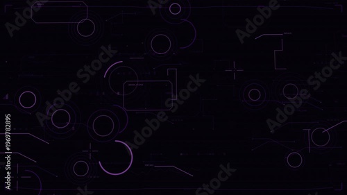 HUD graphic starting with faint rings, rotating arcs and pulsing to show data on transparent canvas