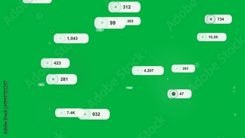 Animating two green nodes on start, updating numeric badges on dark canvas, showing rising counts