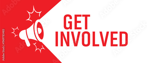 get involved sign on white background