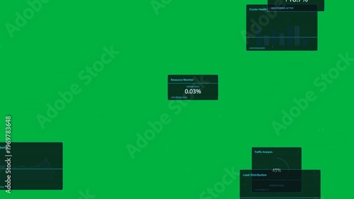 On reticle pulsing HUD rising on transparent bg panels sliding updating metrics for ops then fading