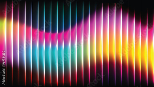 Spectrum waves effect Vibrant colorful gradient light spectrum with vertical bars on dark background