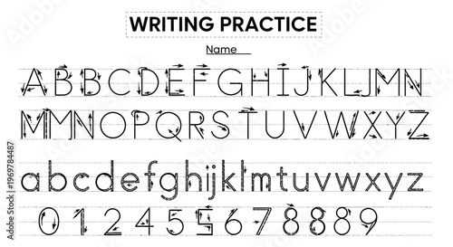 Alphabet Writing Practice Sheet Template.