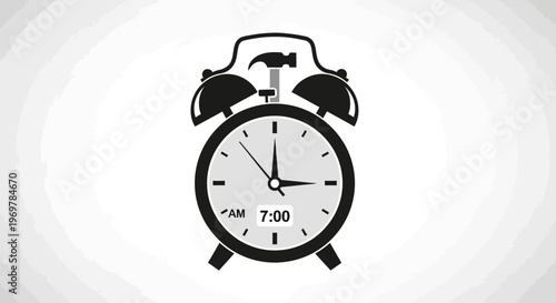 Black and white old fashioned alarm clock.