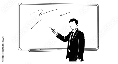 Businessman pointing at whiteboard in office.