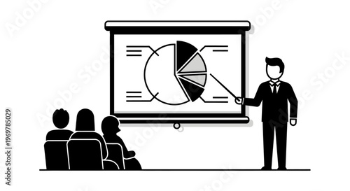 Businessman presenting to two people.