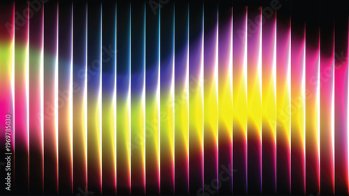 Vibrant colorful gradient light spectrum with vertical bars on dark background abstract