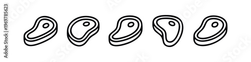Hand Drawn Steak Meat Cuts Icons Set