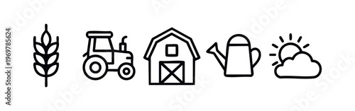 Hand Drawn Farm and Agriculture Icons Set