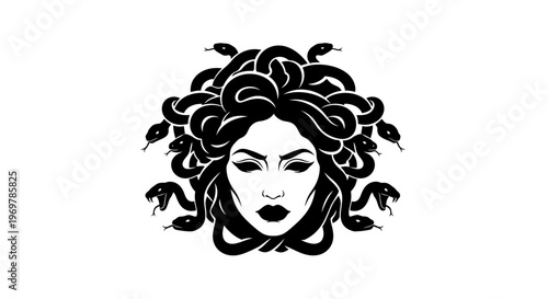 Medusa mythological creature head illustration.