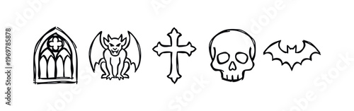 Hand-drawn Gothic and Halloween Themed Icons
