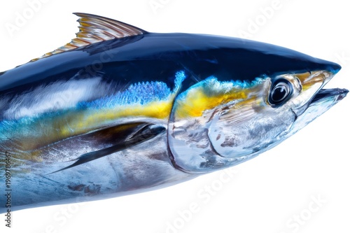 Fresh yellowfin tuna showing vibrant colors and details