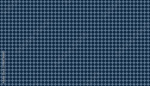 Obraz na plátně Geometric abstract seamless pattern with mini square and stars, light and dark blue on blue background