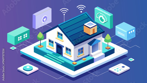 Modern Smart Home Isometric Flat Vector