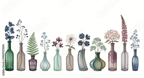 Festive Green and Gold Christmas Ornaments Set. Hand-Drawn Vintage Holiday Decoration Collection. Assorted Glass Baubles and Pinecone Illustrations