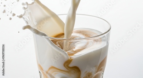 Dynamic Milk Splash Pouring into Glass High Speed Photography
