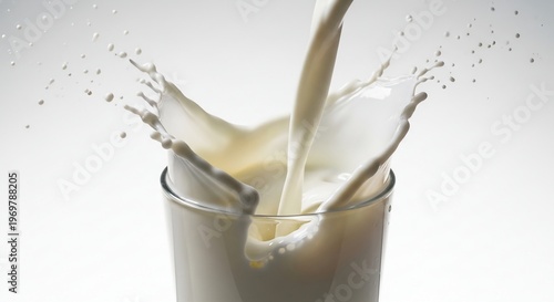 Dynamic Milk Splash Pouring into Glass High Speed Photography