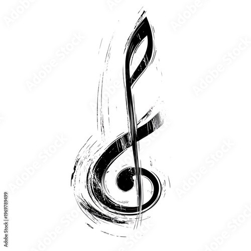 Monochrome Music Note Symbol Vector Illustration