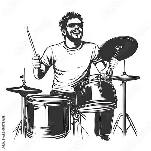 Multi-Talented Musician Avatar Playing Drums