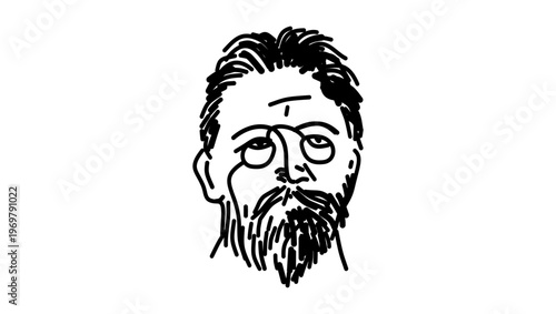 Portrait of Anton Chekhov, black isolated silhouette