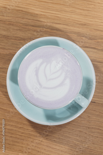 Pastel latte art in ceramic cup