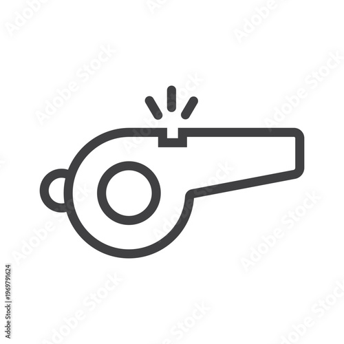 Outline whistle icon isolated flat style design.