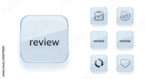 Review button icon set. Feedback and evaluation concept