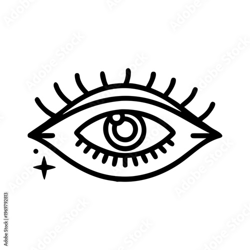 Blue eye vector illustration featuring a stylized iris and black eyelashes as a beauty symbol for vision and sight art