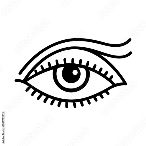 Vector illustration of a beautiful woman's eye featuring a detailed iris and eyebrow icon design as a creative symbol for vision and makeup art