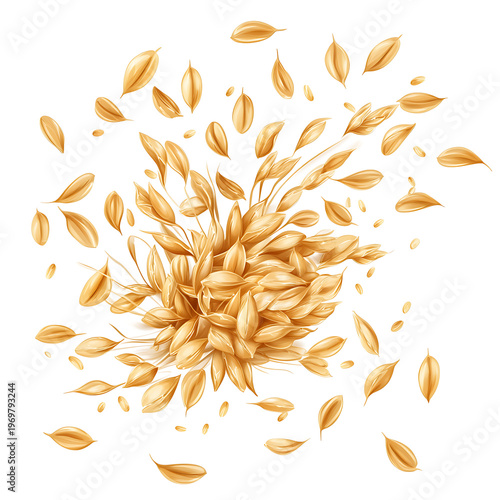 Detailed Oat Flakes Vector Illustration