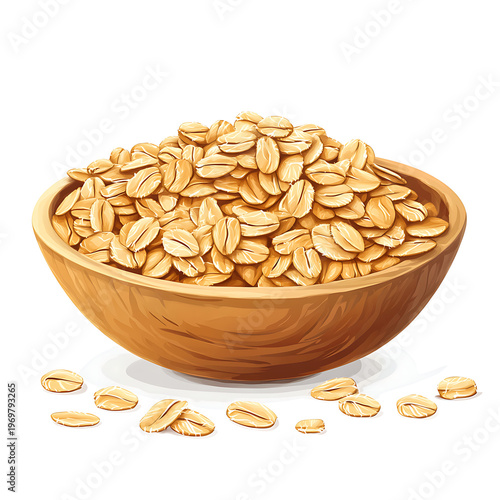 Isolated Oat Flakes Vector Illustration White