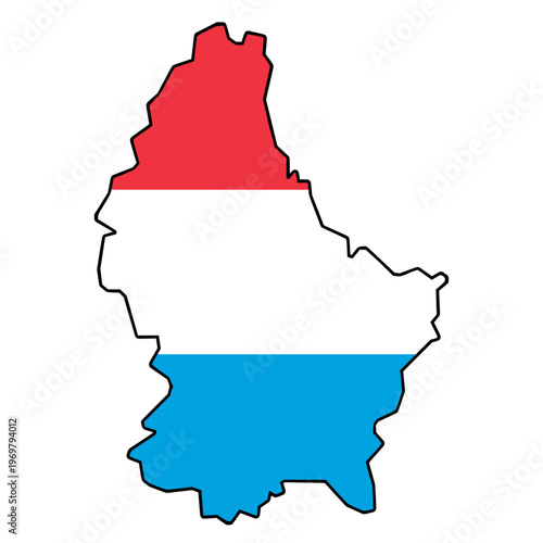 Foto Luxembourg Flag in Map Shape with Black Outline