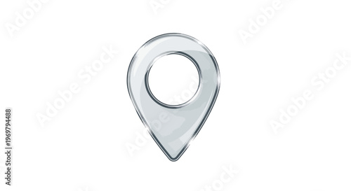 Silver location pin icon, map pointer symbol