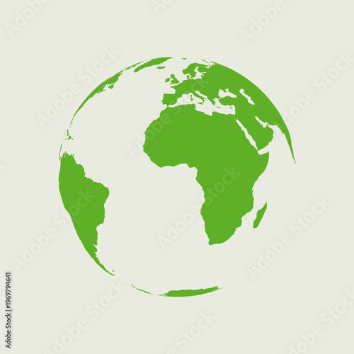 Green world map globe: planet earth icon, eco concept, vector illustration, isolated