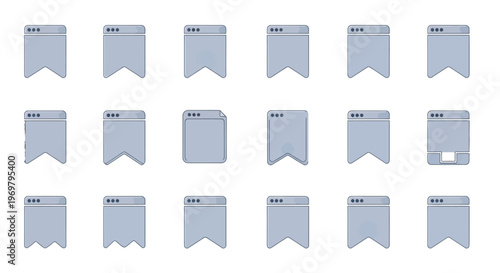 Web Bookmark Templates, Browser Tab Icons Set