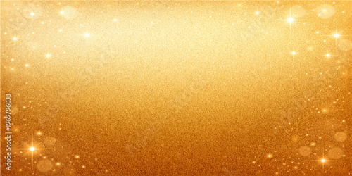 Elegant gold glitter texture with bokeh effects. The background shimmers with gold color, perfect for adding a touch of luxury and festivity to any design. 