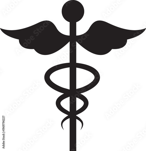 medical caduceus symbol wings and snake vector icon