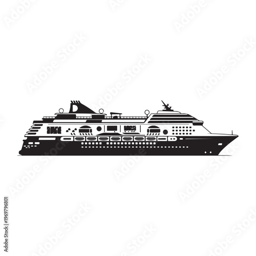 Cruise ship or boat icon isolated on white background flat vector illustration