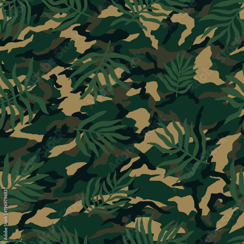 vector jungle camouflage pattern, forest camouflage, forest camo